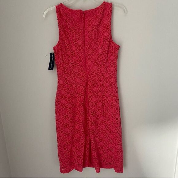 American Living Women’s Scoop Neck Sleeveless Lace Detail Hot Pink Sheath Dress - Picture 3 of 3